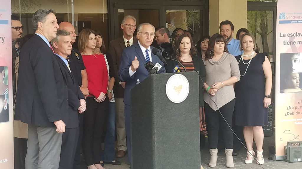 Photo of Fresno Mayor Lee Brand and other members of the Mayor's Initiative to Combat Human Trafficking